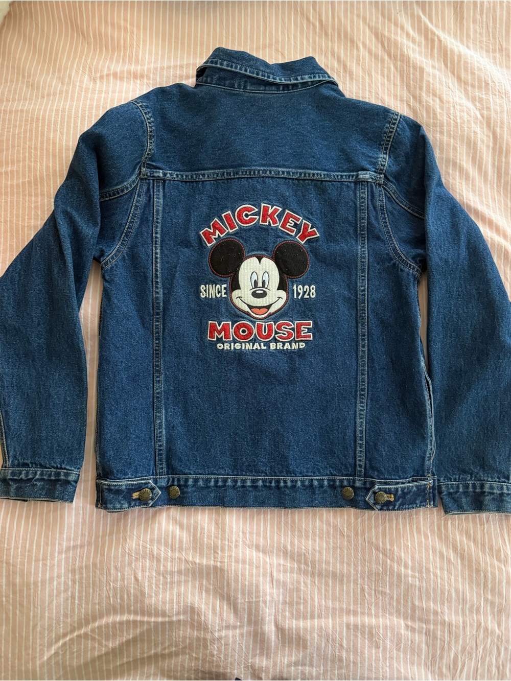 Vtg 90s Disney Store Mickey Mouse Embroidered Denim Jacket Youth L 10/12